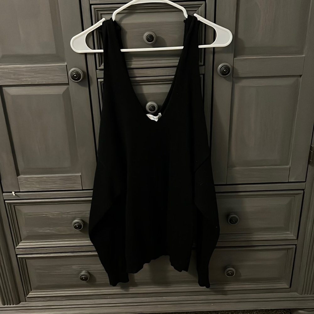 Black, open shoulder sweater